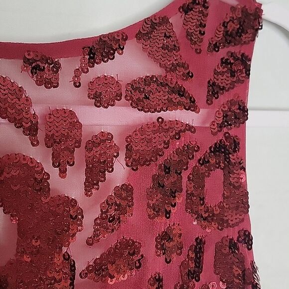 Aidan Mattox Full-length Sequin Merlot Floral-Print Gown Size 6 - Picture 11 of 12